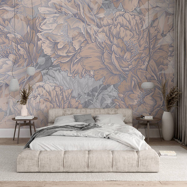 Floral elegance in soft hues Wall murals Floral elegance in soft hues