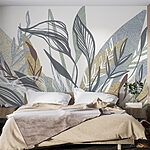 Wall murals Delicate leaves in soft hues