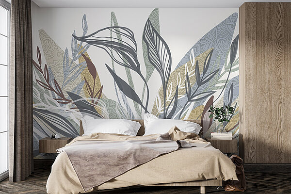 Delicate leaves in soft hues Wall murals Delicate leaves in soft hues