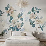 Wall murals Painting of flowers and leaves