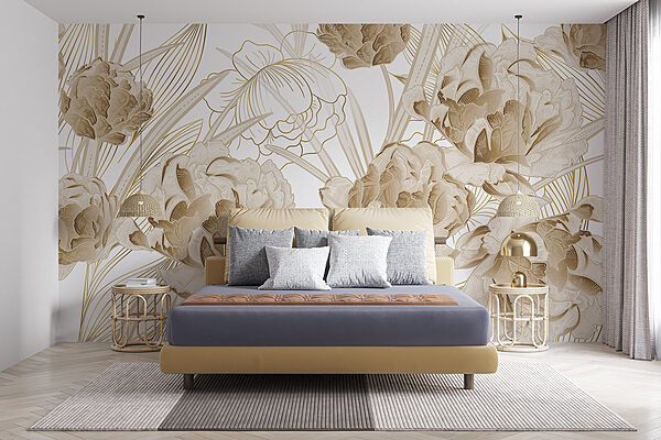 Elegant floral design in soft hues Wall murals Elegant floral design in soft hues