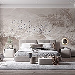 Wall murals White and blue birds flying in the sky
