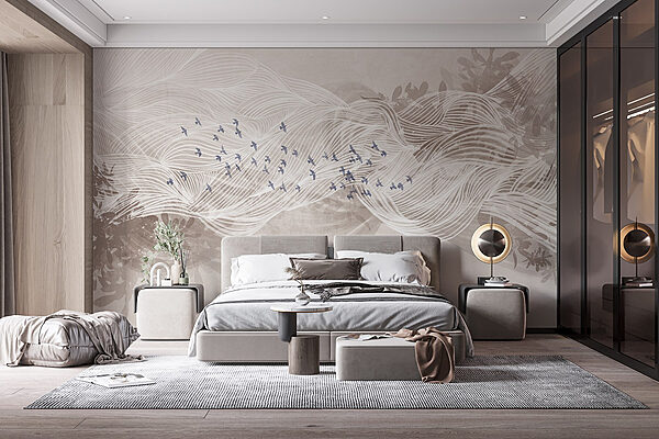 White and blue birds flying in the sky Wall murals White and blue birds flying in the sky