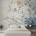 Wall murals Painting of a tree branch with leaves
