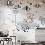 Wall murals Teddy bear driving a car with balloons