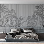 Wall murals Grey and white background with palm trees