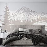 Wall murals Drawing of a mountain range