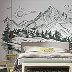 Wall murals Landscape with trees and a house