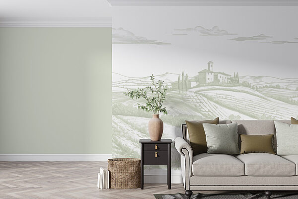 Wall mural Landscape with a house and fields