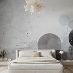Wall murals Grey and blue circles and lines