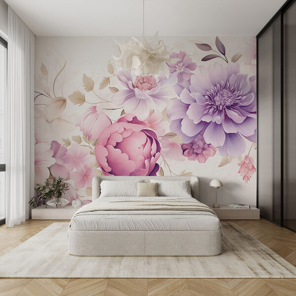 Floral elegance in soft pastels Wall murals Floral elegance in soft pastels