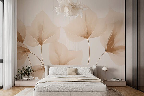 Delicate leaves in soft hues Wall murals Delicate leaves in soft hues