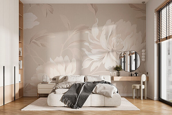 Soft blossoms on a neutral backdrop Wall murals Soft blossoms on a neutral backdrop