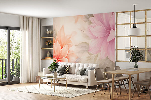 Delicate blooms in soft pastel hues Wall murals Delicate blooms in soft pastel hues
