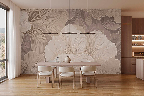 Soft floral patterns in gentle tones Wall murals Soft floral patterns in gentle tones