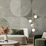 Wall murals Grey and white background with circles and flowers