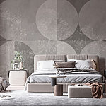 Wall murals Grey and white background with circles and flowers