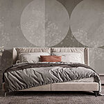 Wall murals Grey and white wallpaper with white circles and flowers