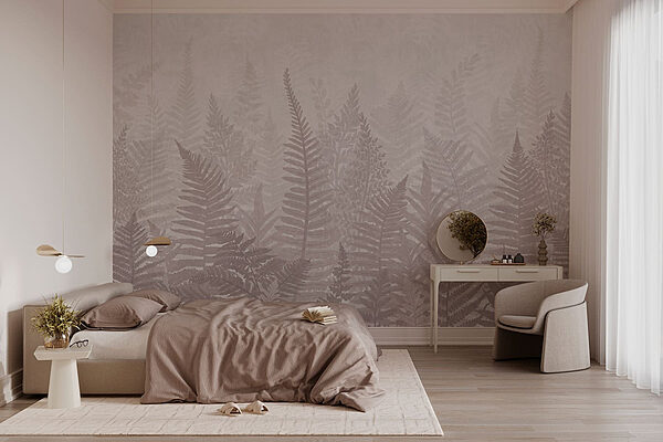 Fern leaves in a foggy environment Wall murals Fern leaves in a foggy environment