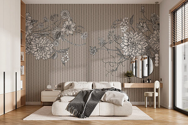 Floral elegance in harmonious design Wall murals Floral elegance in harmonious design
