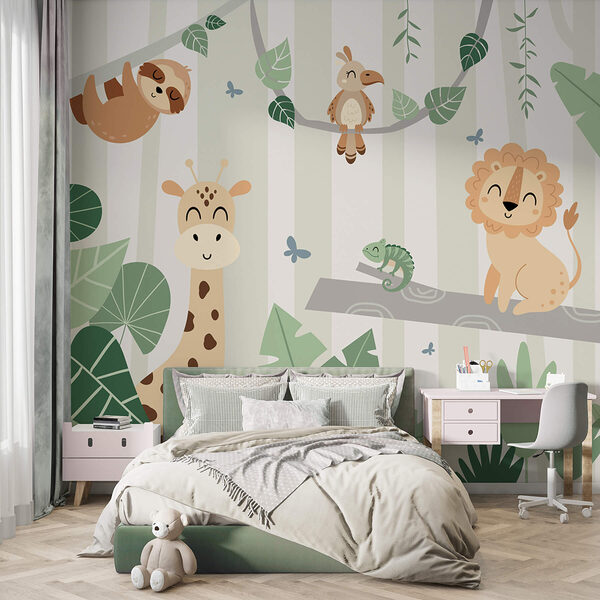 Wall murals Group of animals in a jungle (SKU: w03376v1) Wall murals Wall murals Group of animals in a jungle (SKU: w03376v1)
