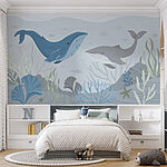 Wall murals Whale and whale swimming in the ocean