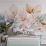 Wall murals Delicate leaves in soft hues