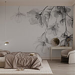 Wall murals Delicate flowers in monochrome hues