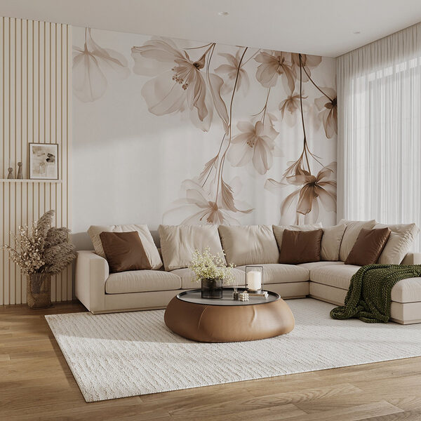 Wall mural Delicate blooms in soft hues