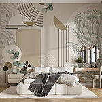 Wall murals Wallpaper with a plant and leaves