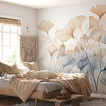 Wall murals Painting of flowers with leaves
