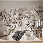 Wall murals Line of flowers on a white background