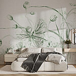 Wall murals Drawing of flowers and leaves