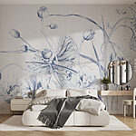 Wall murals Drawing of flowers and leaves