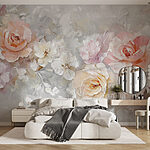 Wall murals Painting of flowers on a white surface