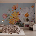 Wall murals Painting of flowers on a white surface