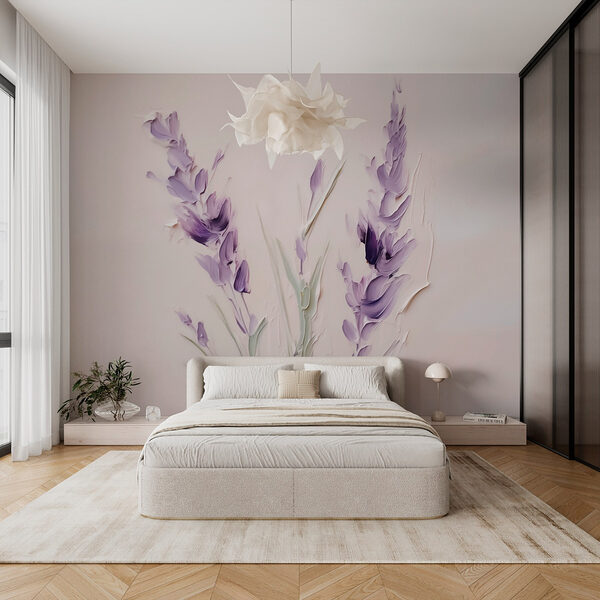 Wall murals Wall murals Painting of purple flowers (SKU: w03418)