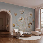 Wall murals Painting of flowers on a wall