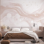 Wall murals White and brown liquid with white circles and dots