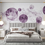 Wall murals Purple circles and smoke on a white background
