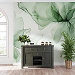 Wall murals Delicate greens and flowing petals