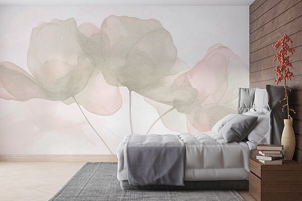 Delicate blooms in soft hues Wall murals Delicate blooms in soft hues