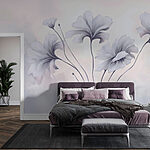 Wall murals Painting of flowers on a white background