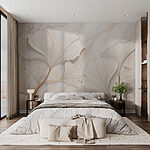 Wall murals Elegant leaf patterns on soft backdrop