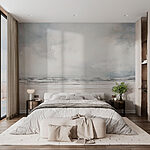 Wall murals Beach with waves and clouds