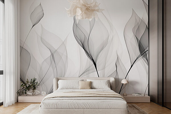 Black and white image of flowers Wall murals Black and white image of flowers