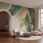 Wall murals Softly draping leaves on canvas