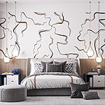 Wall murals Abstract lines on a white canvas.