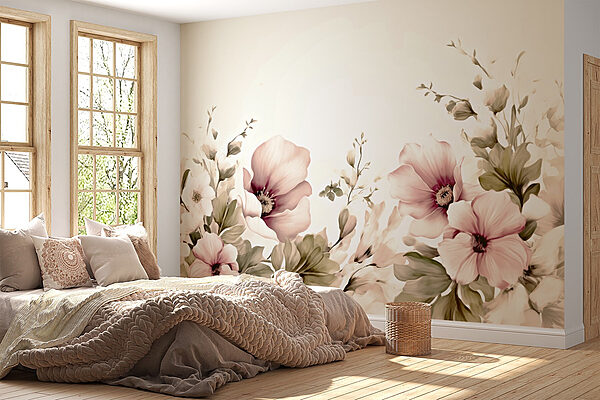 Delicate blooms in soft hues Wall murals Delicate blooms in soft hues