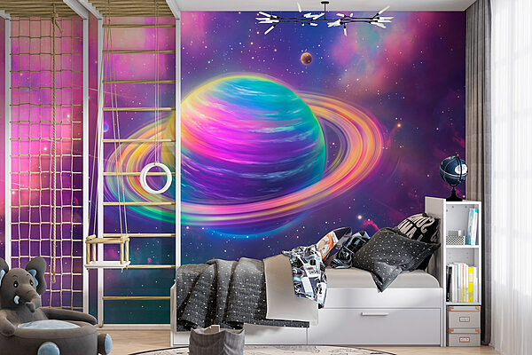 Colorful planet in space Wall murals Colorful planet in space